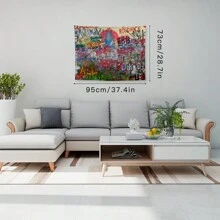 1pc Peach Skin Background Cloth Ins Hanging Cloth Layout Room Graffiti Tapestry Bedroom Bedside Wall Cloth Background Wall Decoration Hanging Canvas Art, Flag For Room, Room Decor, Tapestry, Wall Art