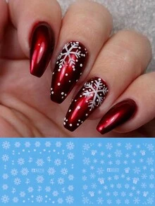 12 Design Winter Design Nagel Aufkleber Weiße Schneeflocken DIY Wasser Transfer Abziehbilder Weihnachten Elch Nagelkunst Dekoration DIY Slider Maniküre Zubehör Nagel Design Maniküre Tipps Freund Geschenk Nägel - Weiss - Übersicht 4
