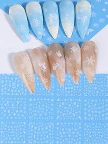 12 Design Winter Design Nagel Aufkleber Weiße Schneeflocken DIY Wasser Transfer Abziehbilder Weihnachten Elch Nagelkunst Dekoration DIY Slider Maniküre Zubehör Nagel Design Maniküre Tipps Freund Geschenk Nägel - Weiss - Übersicht 2