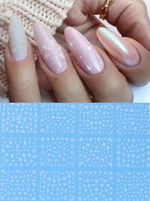 12 Design Winter Design Nagel Aufkleber Weiße Schneeflocken DIY Wasser Transfer Abziehbilder Weihnachten Elch Nagelkunst Dekoration DIY Slider Maniküre Zubehör Nagel Design Maniküre Tipps Freund Geschenk Nägel - Weiss - Übersicht 1
