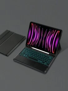 背光軌跡板鍵盤保護殼,適用於2018-2022年ipad Pro 12.9寸第3、第4、第5、第6代平板電腦的智能觸控板鍵盤 - 黑色-英語佈局 - 查看 5