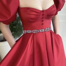 1條新娘腰帶,配有紅色玻璃鑽石,時尚宴會和派對腰部裝飾,絕佳的聖誕禮物選擇 - 酒紅色 - 查看 6