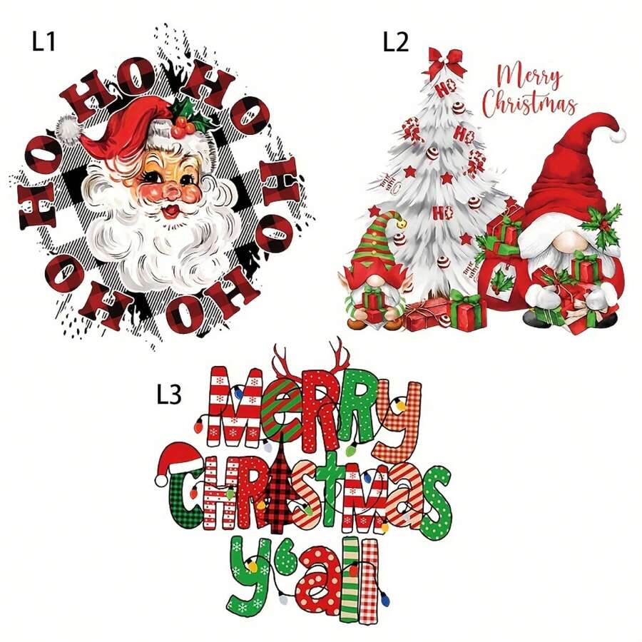 Giáng sinh Gnome Sắt-Bật Truyền nhiệt Hình dán Nhấn Giấy dán Truyền nhiệt Patch Đối với DIY Quần áo Áo thun Mặt nạ Quần jean Ba lô - Nhiều màu - Xem 1