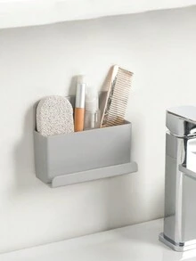 1 pieza Soporte de pared multifuncional para teléfono y caja de almacenamiento - Gris - Ver 4