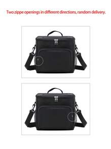 1pc Large Capacity Portable Insulated Lunch Bag With Square Ice Pack For Work - Black - View 2