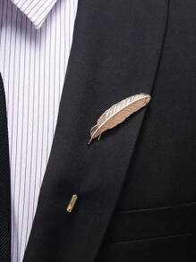 1 件金色男士葉形胸針 - 金色 - 查看 1