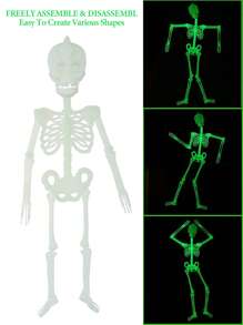 1件萬聖節幽靈節日發光骷髏骨骨架模型,詛咒房間恐怖裝飾道具,塑料模擬人類吊飾 - 白色 - 查看 7