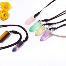 天然水晶吊墜單點水晶項鍊康復寶石首飾類 - 綠色 - 查看 7