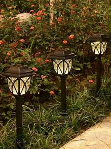 6/4/2/1 Peça Luz Solar Externa Luz Solar Multicolorida Holofote de Paisagem Solar Natal Casamento Festa Reunião Familiar Quintal Jardim Portão Cerca Caminho Pátio Luz de Atmosfera - Amarelo - Visão 3