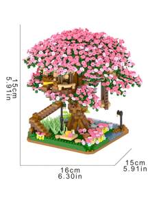 1pc Cherry Blossom Bonsai Tree Building Set ForAdults , Japanese Sakura Tree House Model Sets For Adults, 2028Pcs Mini Micro Bricks Collectible Creative Gift For Teens Pink - Multicolor - View 2