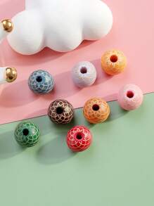 Màu sắc tùy ý DIY Bằng gỗ Một nửa Chạm khắc Mẫu Hạt lỏng lẻo - Nhiều màu - Xem 1