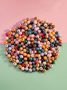 Màu sắc tùy ý DIY Bằng gỗ Một nửa Chạm khắc Mẫu Hạt lỏng lẻo - Nhiều màu - Xem 4