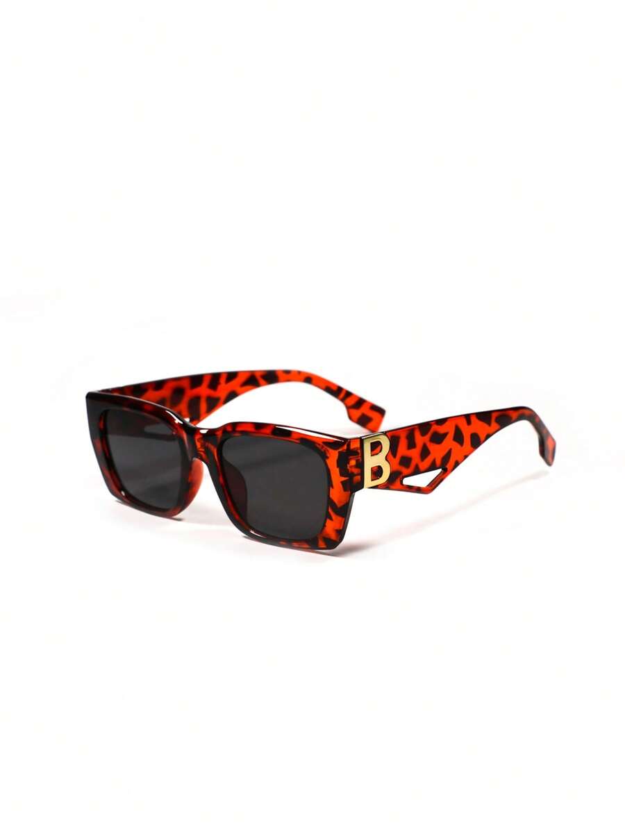 Fashion Glasses For Women's Sunglasses Square Frame Metal On The Sides Casual Gift Shell Case - 巧克力棕 - 查看 1