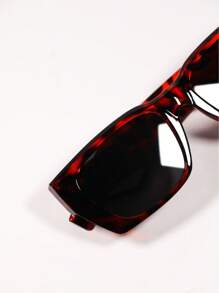 Fashion Glasses For Women's Sunglasses Square Frame Metal On The Sides Casual Gift Shell Case - 巧克力棕 - 查看 2