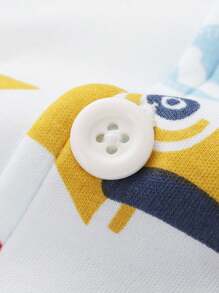 Annil 適合青少年男女的冬季加厚純棉親膚睡衣，可愛卡通印花保暖上衣和長褲兩件套藍色，兒童家居服裝 - 藍色 - 查看 7