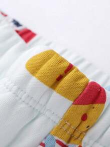 Annil 適合青少年男女的冬季加厚純棉親膚睡衣，可愛卡通印花保暖上衣和長褲兩件套藍色，兒童家居服裝 - 藍色 - 查看 6