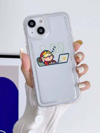 1 pieza Estuche para teléfono transparente con diseño lindo del Dios de la Fortuna compatible con Apple iPhone