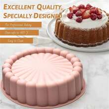 1 pieza Molde de silicona para tarta Charlotte, moldes redondos reutilizables para hornear cheesecake, brownie, tartaleta, pastel para camping - Rosa - Ver 4
