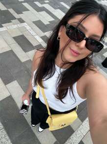 1 Pair Unisex Fashionable Outdoor Sports Small Oval Eyeglasses Preppy Style For Back To School