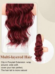 1 Máy Tính Dài 24 Inch Sóng Thân Đuôi Ngựa Tóc Tổng Hợp Chịu Nhiệt Quấn Dây Rút Bộ Tóc Giả Dành Cho Phụ Nữ Sử Dụng Hàng Ngày - Màu Đỏ Sâu - Xem 7