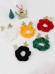 1pc Random Color Christmas Antler Scrunchies Hair Tie For Women - Multicolor - View 3