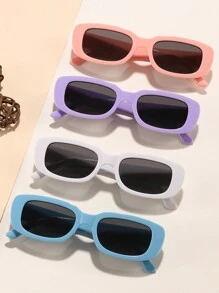 4 件装男孩和女孩中学生和大学儿童 10-14 岁矩形时尚眼镜适合日常使用 - 彩色 - 查看 1