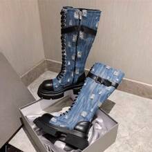 時尚女性秋冬靴 - 藍色 - 查看 2