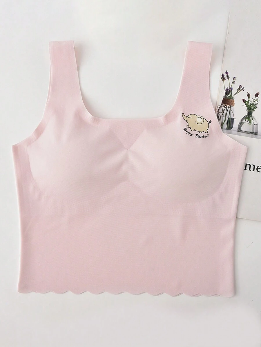 Tween Girl Cute Simple & Fresh Style Bra - Baby Pink - View 1