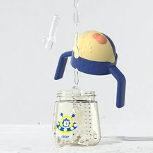 300ml/10oz Baby Learning Cup, Wide Mouth Sippy Cup, Infant Water Cup With Straw, For Children - Blue - View 3