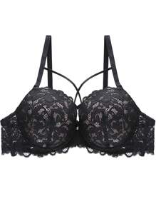 Bralette Negro Cruzado De Encaje En La Espalda - Multicolor - Ver 1