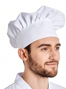 1pc Adjustable Unisex Chef Hat, Kitchen/bakery Elastic Cap, Stripe/plain Cook Cap, Working Hat