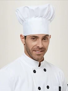 1pc Adjustable Unisex Chef Hat, Kitchen/bakery Elastic Cap, Stripe/plain Cook Cap, Working Hat