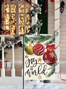 1入組「共度聖誕佳節」鐘形圖案旗幟,雙面印刷的聚酯纖維花園旗幟,農家庭院裝飾用,不含旗桿 - 黑色 - 查看 2