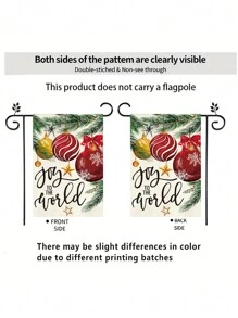 1入組「共度聖誕佳節」鐘形圖案旗幟,雙面印刷的聚酯纖維花園旗幟,農家庭院裝飾用,不含旗桿 - 黑色 - 查看 5