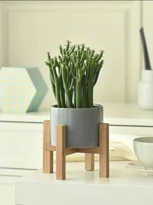 1pc  Solid Wood Planter Pot Trays Flower Pot Rack Strong Free Standing Bonsai Holder - Yellow - View 4