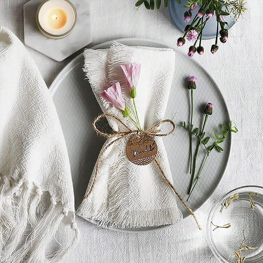 10 Piezas Servilletas De Lino Blancas Para Cena - Blanco - Ver 1