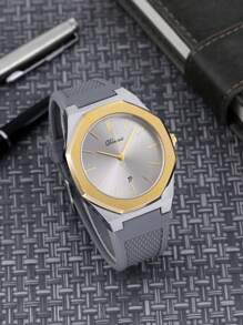 1pc Fashionable Sports Men's Waterproof Date Quartz Business Wristwatch - Grey - View 2