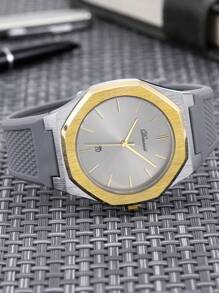 1pc Fashionable Sports Men's Waterproof Date Quartz Business Wristwatch - Grey - View 3