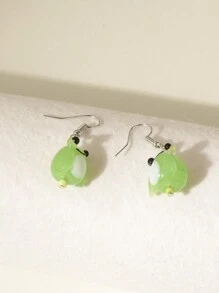 1pair Cute Glass Frog Pendant Earrings - Multicolor - View 4