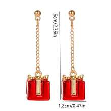 2pcs Women's Christmas Style Gift Box Party Decoration Earrings - Red - View 5