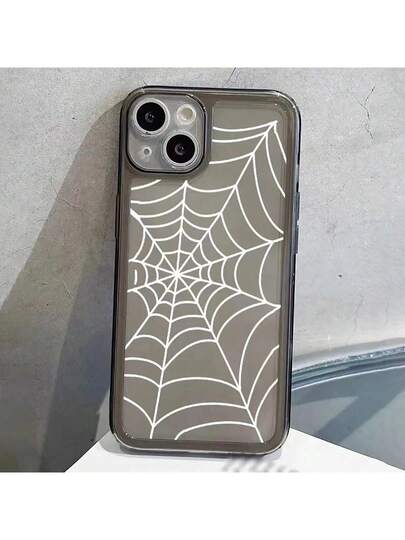 1pc White Spiderweb & Black Spider Translucent Phone Case Compatible With  Apple Models | SHEIN USA
