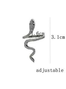 1pc Snake Shaped Rhinestone Decorated Ring Suitable For Women's Daily Wear - Silver - View 4