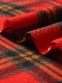 1入組女性大碼格紋現代紅色的流蘇人造羊絨濃烈香調和流行合適的適用於日常使用 - 彩色 - 查看 9