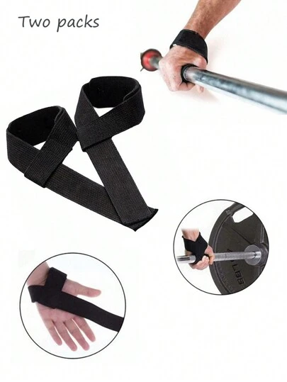 2pcs/Pair Black Workout Assistive Bands For Grip, Pull-Ups, Dumbbells, Push-Ups, Barbell, Anti-Slip Assistive Bands Gym Gym Accessories Calleras