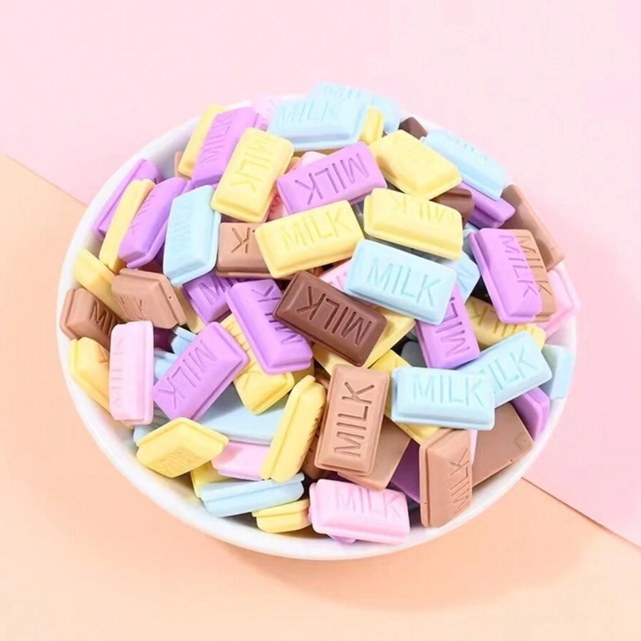 30pcs Random Color Polyresin Simulation Miniature Food Creative Milk Chocolate Charms DIY Pendants For Women For DIY Jewelry Making - Multicolor - View 1