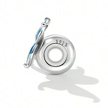 WOSTU 1pc Bạc Sterling 925 Chính Hãng Bướm Xanh Hạt Tự Làm Phụ Kiện Charm Phù Hợp Với Vòng Tay Charm Nguyên Bản Cho Phụ Nữ Trang Sức Cao Cấp Tự Làm - Bạc - Xem 4