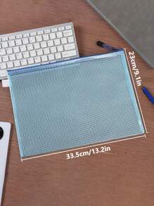 5pcs Mesh Zipper Pouch, Waterproof Zipper Bags, 5 Colors Waterproof Plastic Document Pouch, Multipurpose For Travel Storage, School Supplies, Office Appliances And Home Organize - Multicolor - View 7