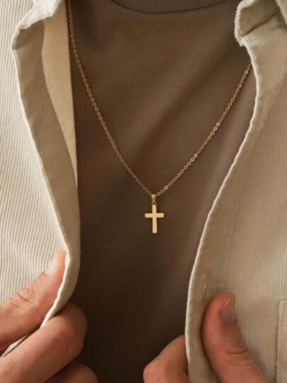 Collar de moda de hombres de acero inoxidable colgante Cruz, adecuado para de hombres fiestas, banquetes, fechas, festivales con como regalos