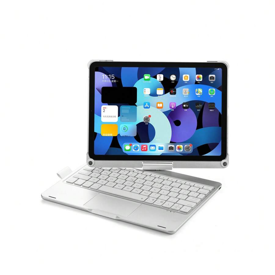 配有鍵盤的ipad Pro 11英寸鍵盤盒（2022配適）,360度旋轉,筆套,薄型背光鍵盒,適用於ipad Air 5代/4代10.9英寸和ipad Pro 11英寸4/3/2/1代 - 銀色 - 查看 1