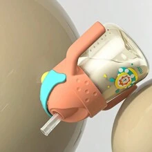 300ml/10oz 大容量婴儿/幼儿学习饮水杯带吸管 - 橘色 - 查看 4